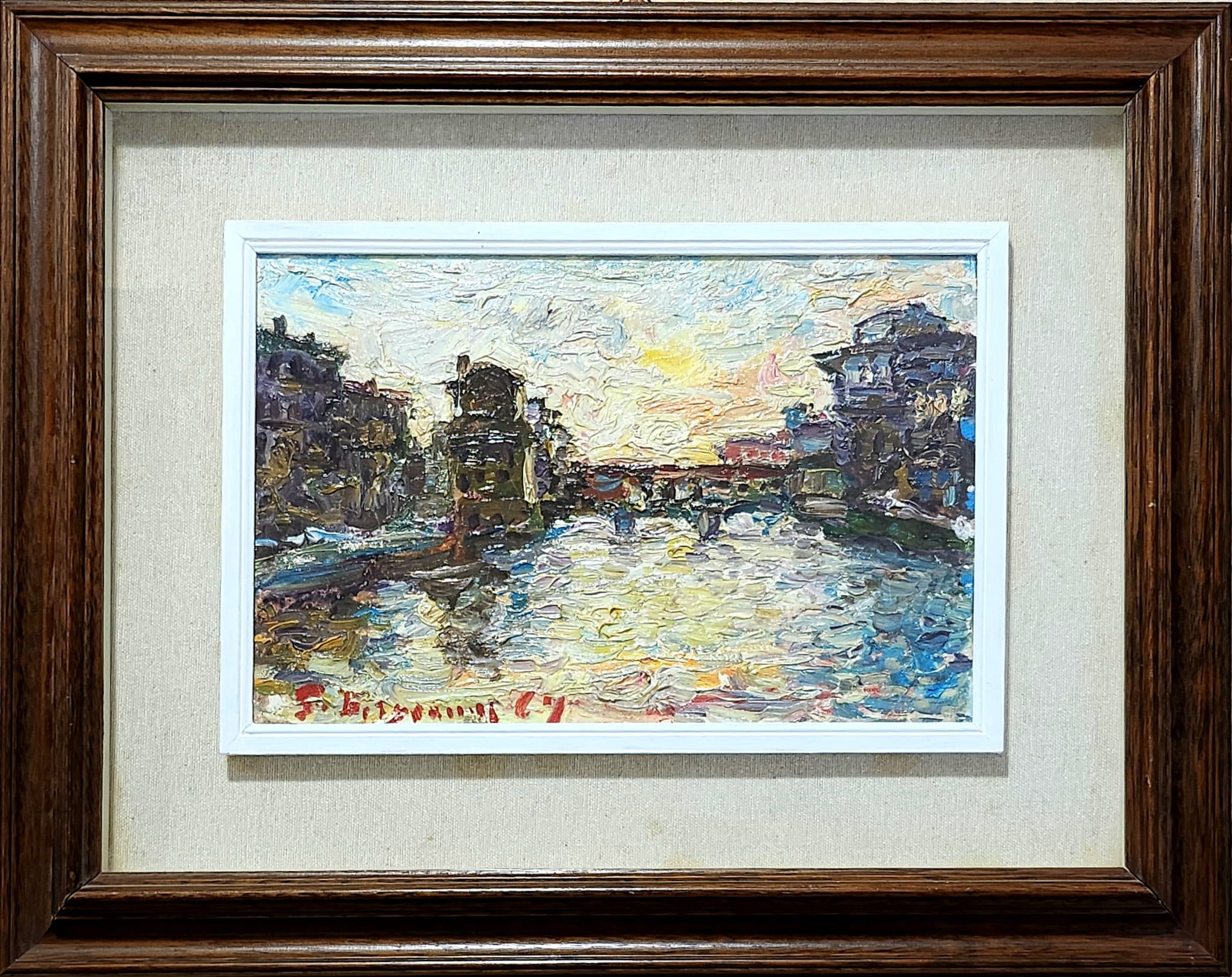 Guido Borgianni, Ponte Vecchio, Olio su cartone telato, cm 20x30, 1967
