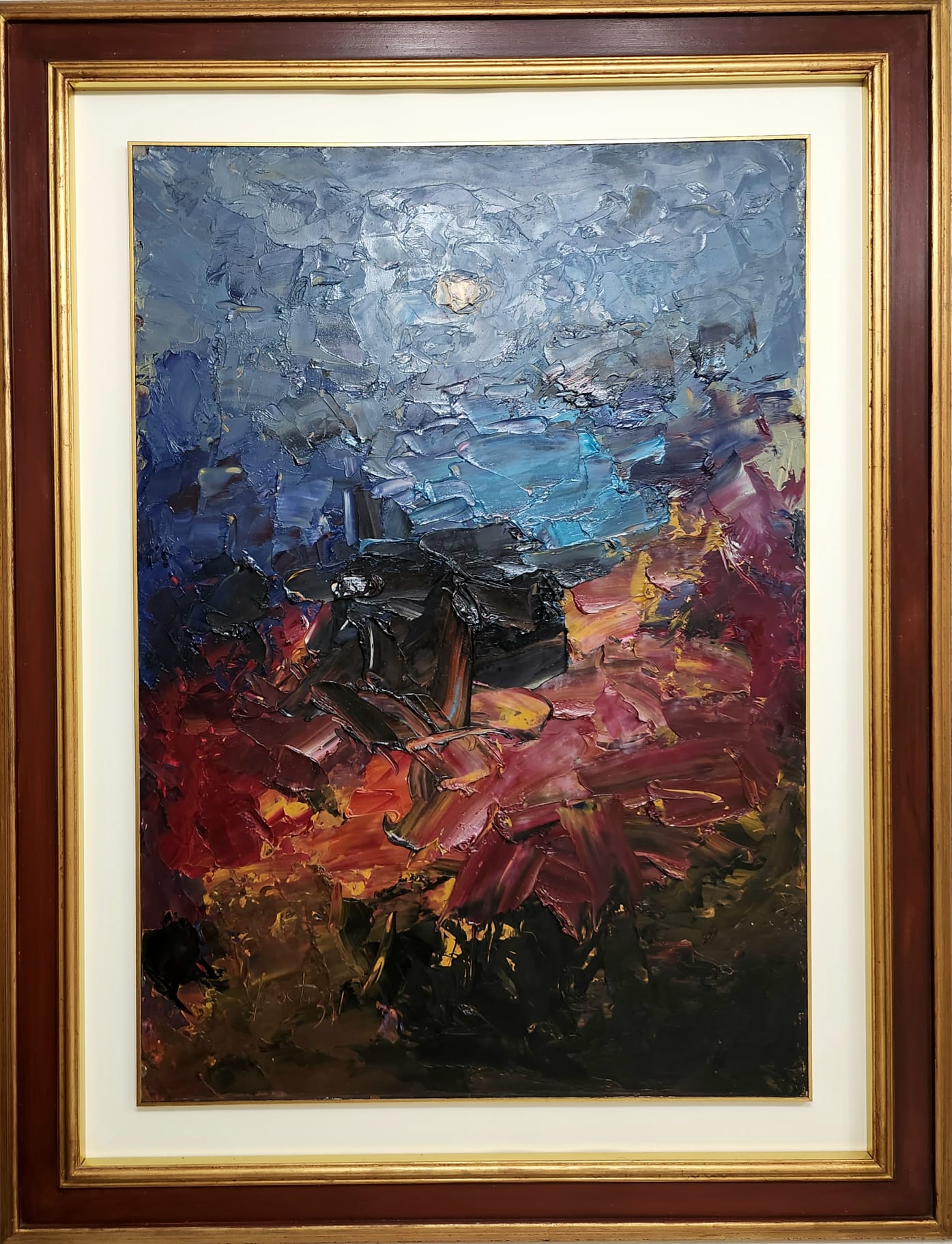 Sergio Scatizzi, Notte di luna, olio su tavola, cm 100x70, 2001