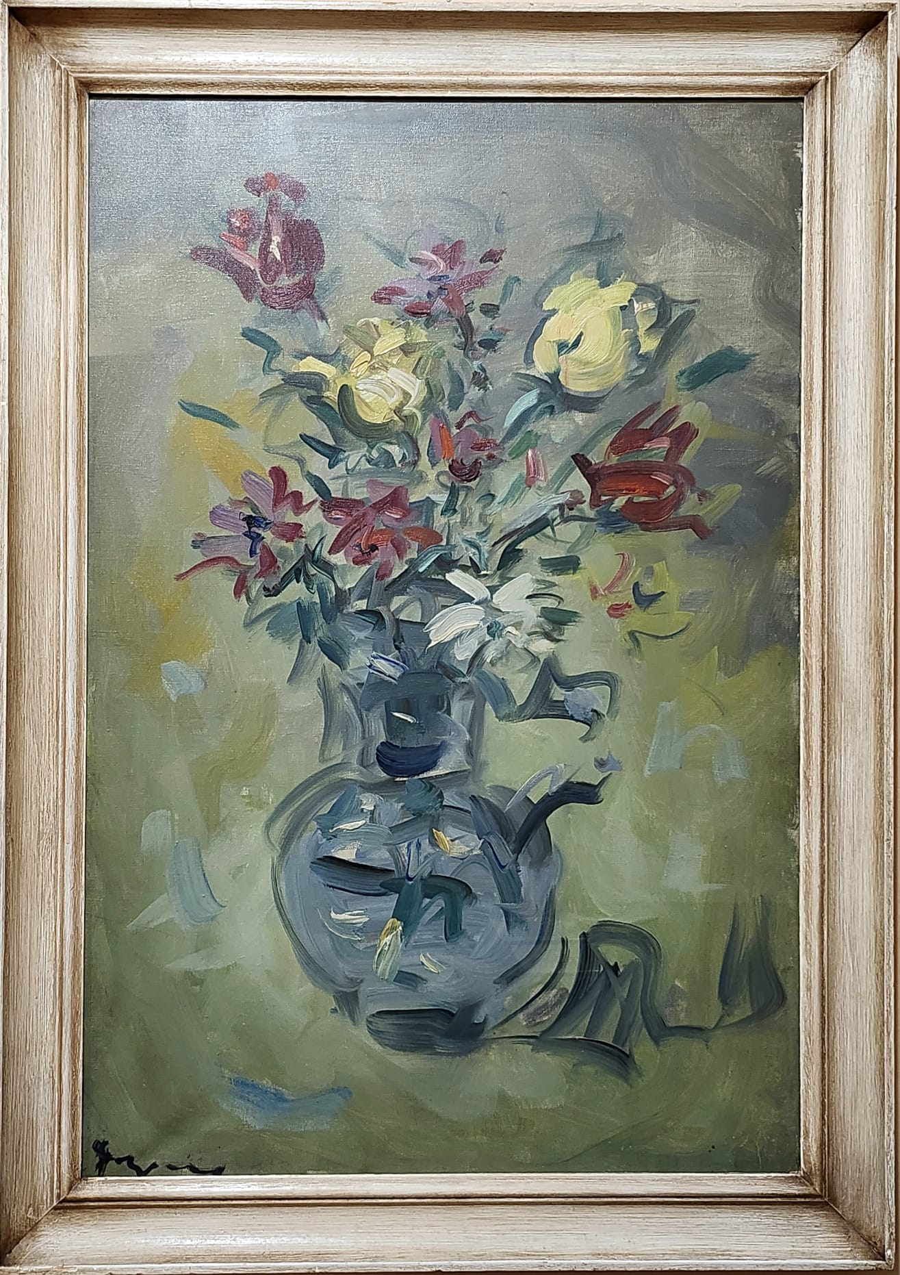 Enzo Pregno, La rosa rossa, Olio su tela, cm 75x50, 1949