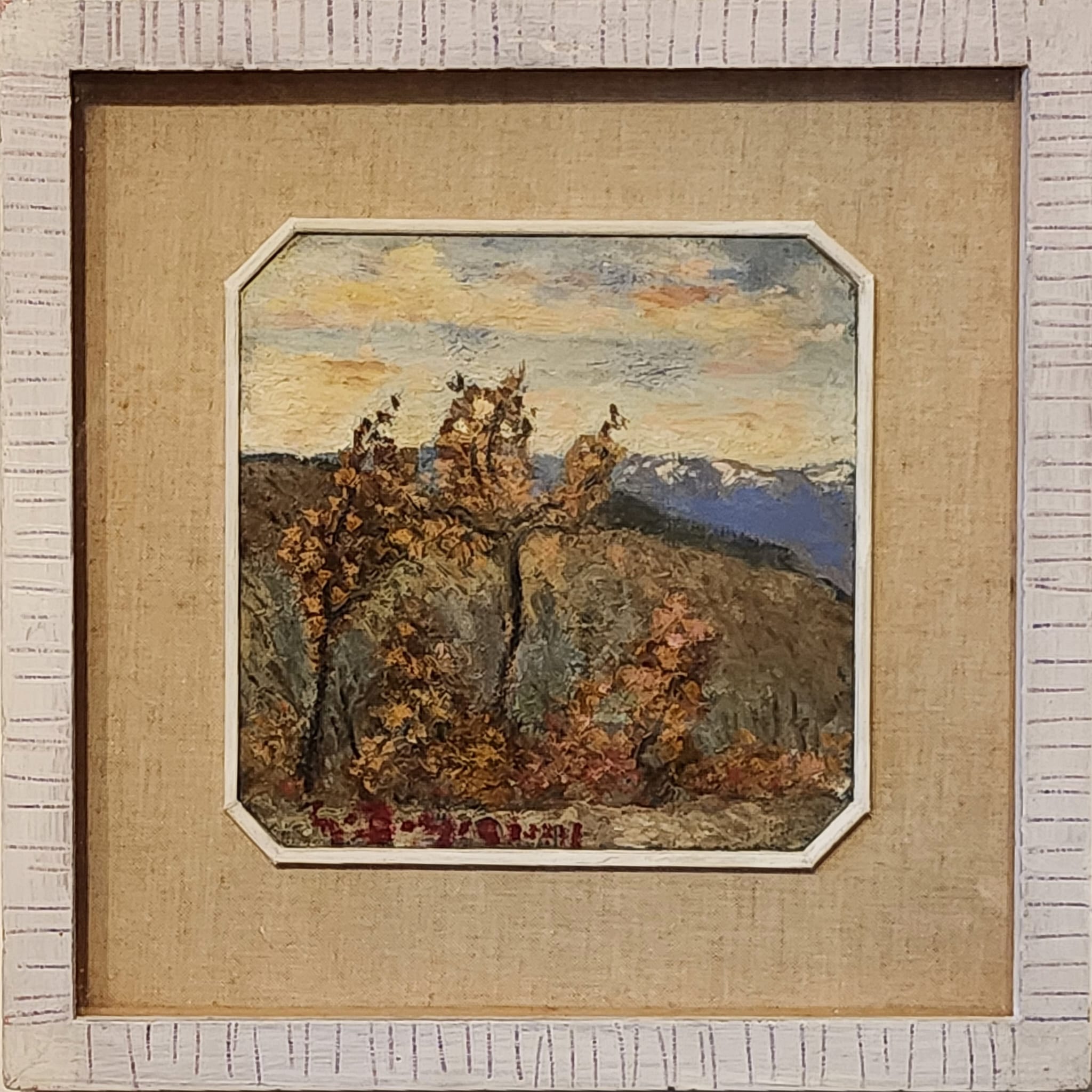 Guido Borgianni, Paesaggio, Olio su tavola, cm 18x18, Fine anni 40