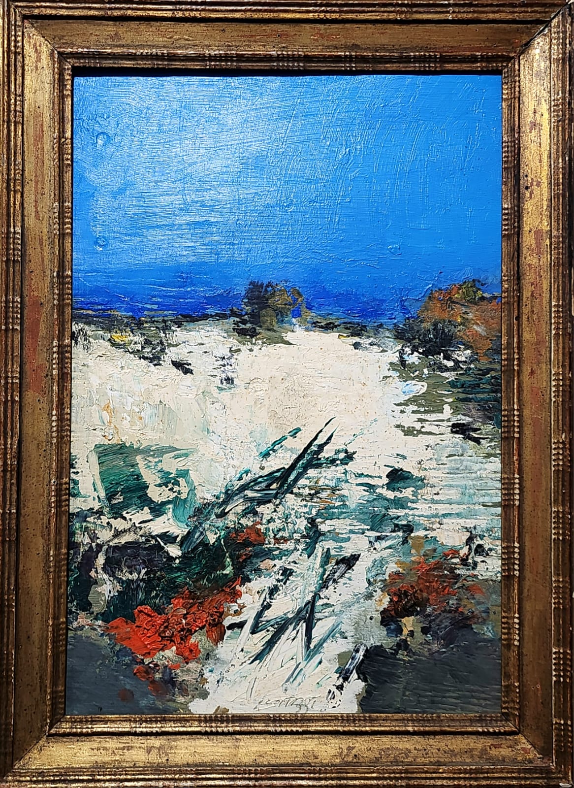 Sergio Scatizzi, Paesaggio d'estate, olio su tavola, cm 47x32, 1988