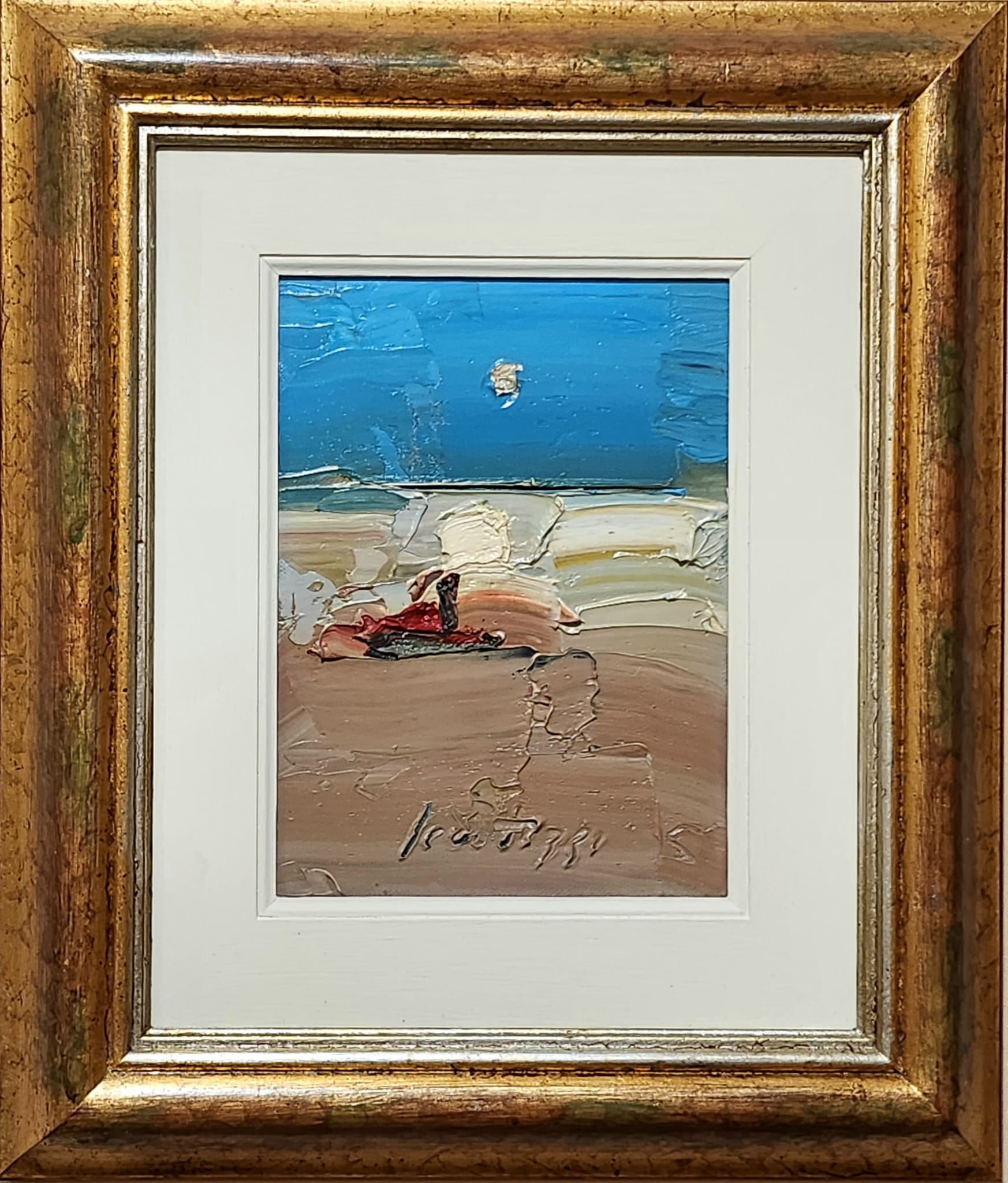 Sergio Scatizzi, Il barcone spiaggiato, Olio su tela, cm 24x18, 2005