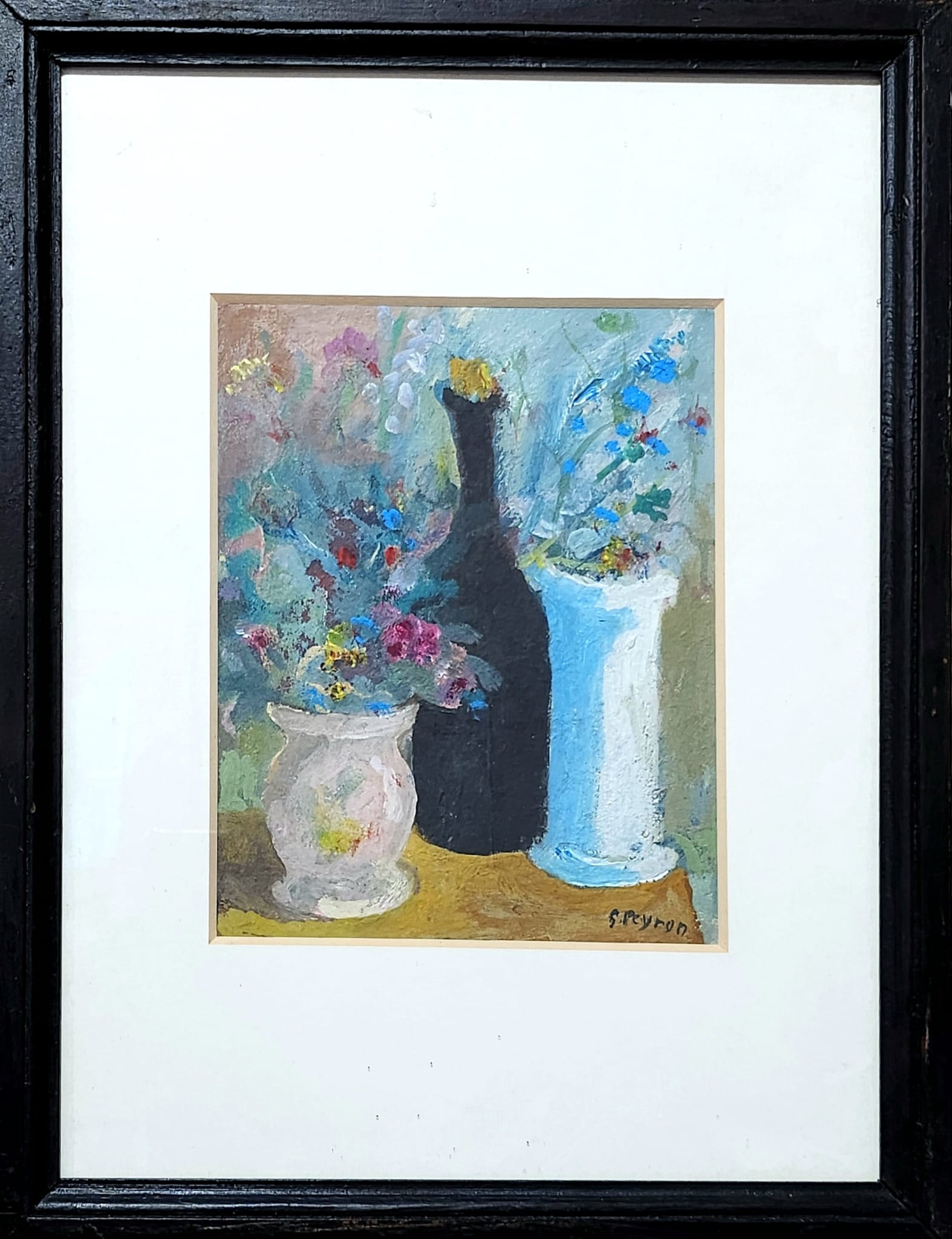Guido Peyron Vaso di fiori con bottiglia